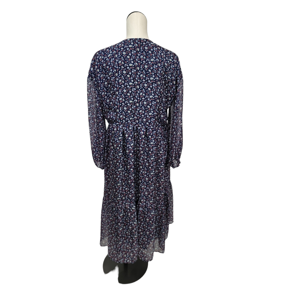 Madewell Women's Tie-Waist Midi Dress in Harvest Vine Navy Floral Size Large - Picture 2 of 10